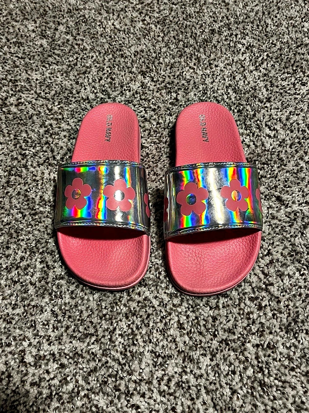Old Navy Girls Floral Slide Sandals Pin US 1-2 Like New